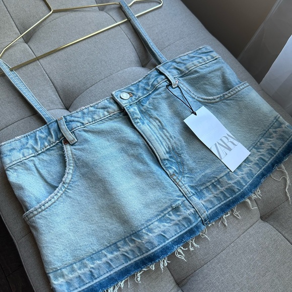 Denim👖cropped strap shirt - Picture 1 of 4